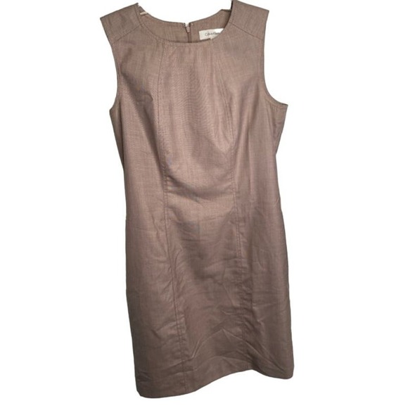 Calvin Klein Sleeveless Shift Dress Career Taupe Women's Size 8 - Picture 1 of 4